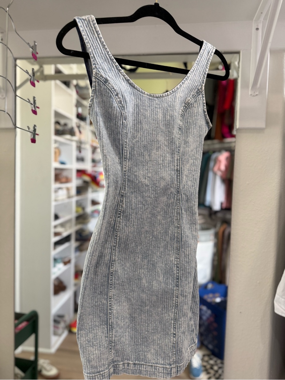 Guess Light Blue Acid Wash Mini Dress